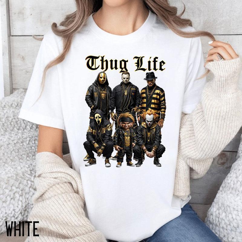 Halloween Thuglife T-Shirt - Sweatshirt - Hoodie, Halloween Horror Thuglife Gold Sweatshirt, Halloween Horror Characters Shirt, Halloween Graphic Tee