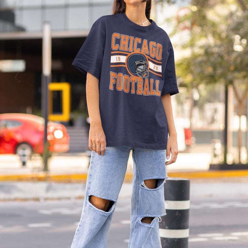 Vintage Chicago Football Crewneck Sweatshirt T-Shirt, Bears Shirt, Retro Chicago Football T-Shirt, Chicago Sweatshirt, Chicago Fan Gift Womenswear Ho