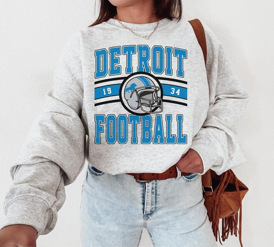 Vintage Detroit Football Crewneck Sweatshirt  T-Shirt, Lions Sweatshirt, Retro Detroit Football Sweatshirt, Detroit Fan Gift