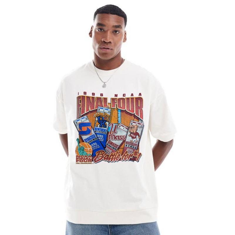 Vintage Final Four Salem NCAA 1996 Kentucky Syracuse UMass Misissippi T-Shirt Cotton Short-sleeve Retro Streetwear Tshirt Menswear Top