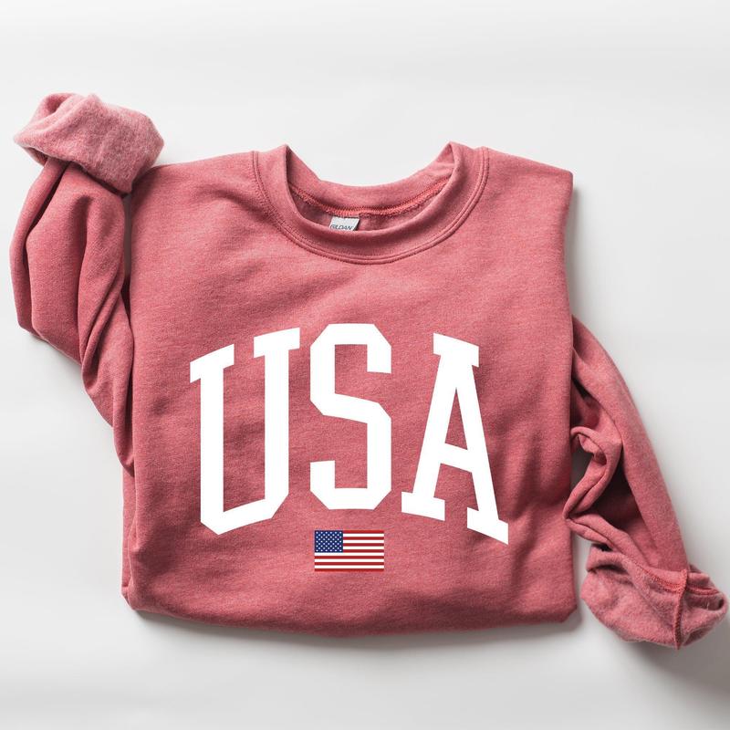 USA Flag, America, Patriotic, 4th of July Sweatshirt, Women's Crew Neck, Crewneck Casual Comfort Womenswear Comfortable Graphic