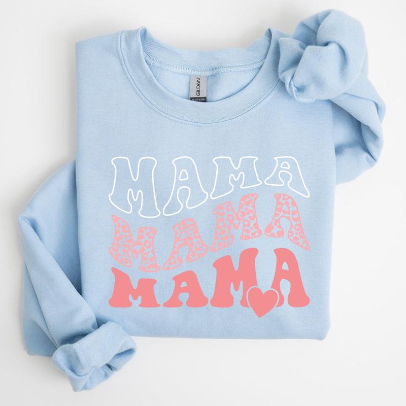 Mama, Leopard, Heart, Mom, Mother's Day Gift Sweatshirt Casual Comfort Womenswear Comfortable Graphic