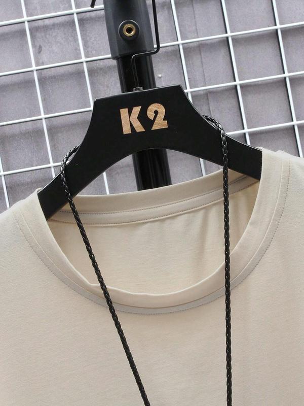 Unisex Men's Letter Print Round Neck Graphic Tee, Regular Fit Casual Short Sleeve Crew Neck T-Shirt for Summer, Fashion Men's Top for Daily Wear