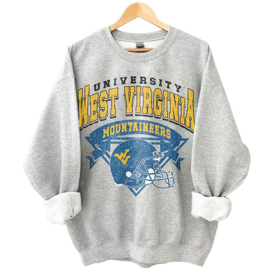 West Virginia Mountaineers Vintage Football NCAA Sweatshirt - Tshirt - Hoodie, West Virginia University Unisex Football NCAA Shirt, Unisex Vintage NCA
