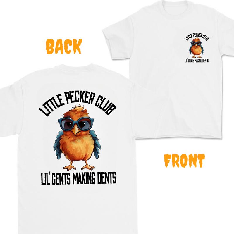 Little Pecker Club Vintage Tee, Men's T-shirt,Unisex , with Funny Bird & Making Dents Design