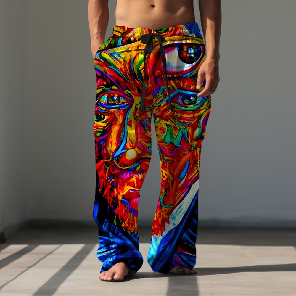 Men's Hawaiian Pants Trousers Graphic Outdoor Holiday Red Inelastic