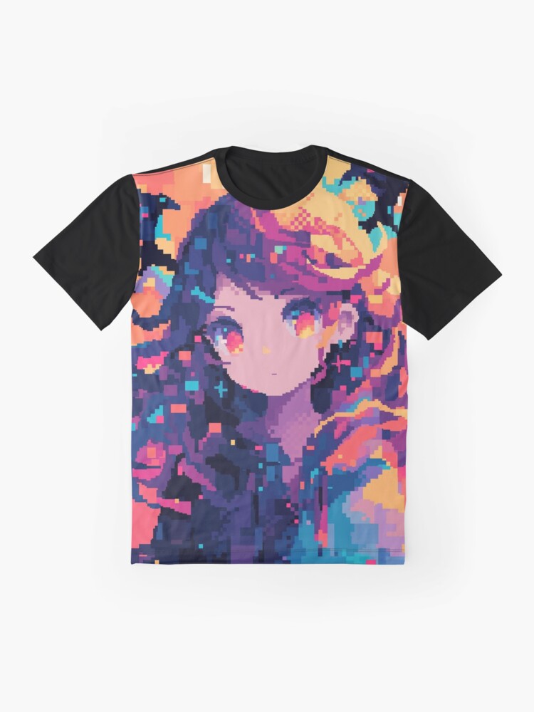Anime Pixel Glitch Dragon Girl Graphic T-Shirt Style005