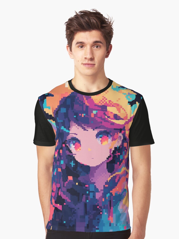 Anime Pixel Glitch Dragon Girl Graphic T-Shirt Style005