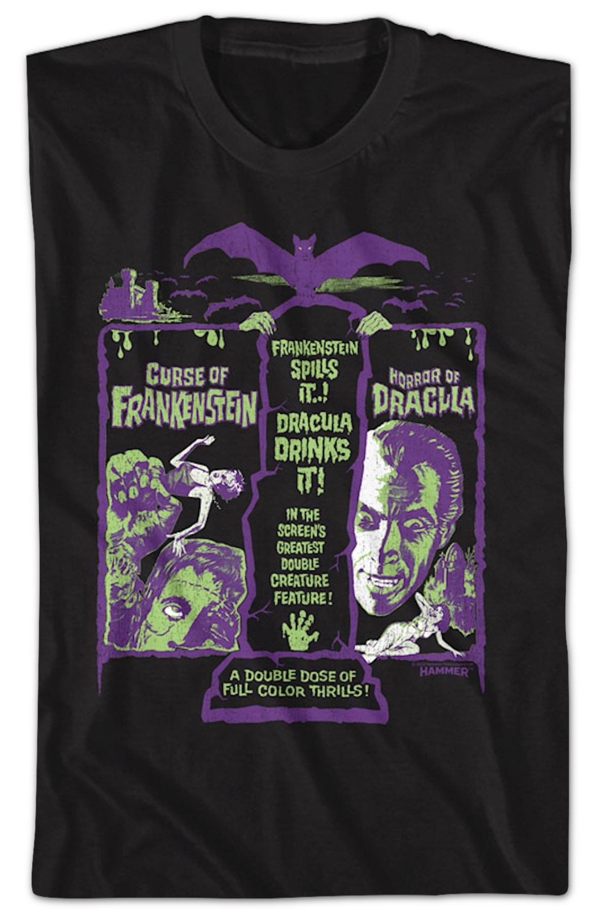 Greatest Double Creature Feature Hammer Films T-Shirt