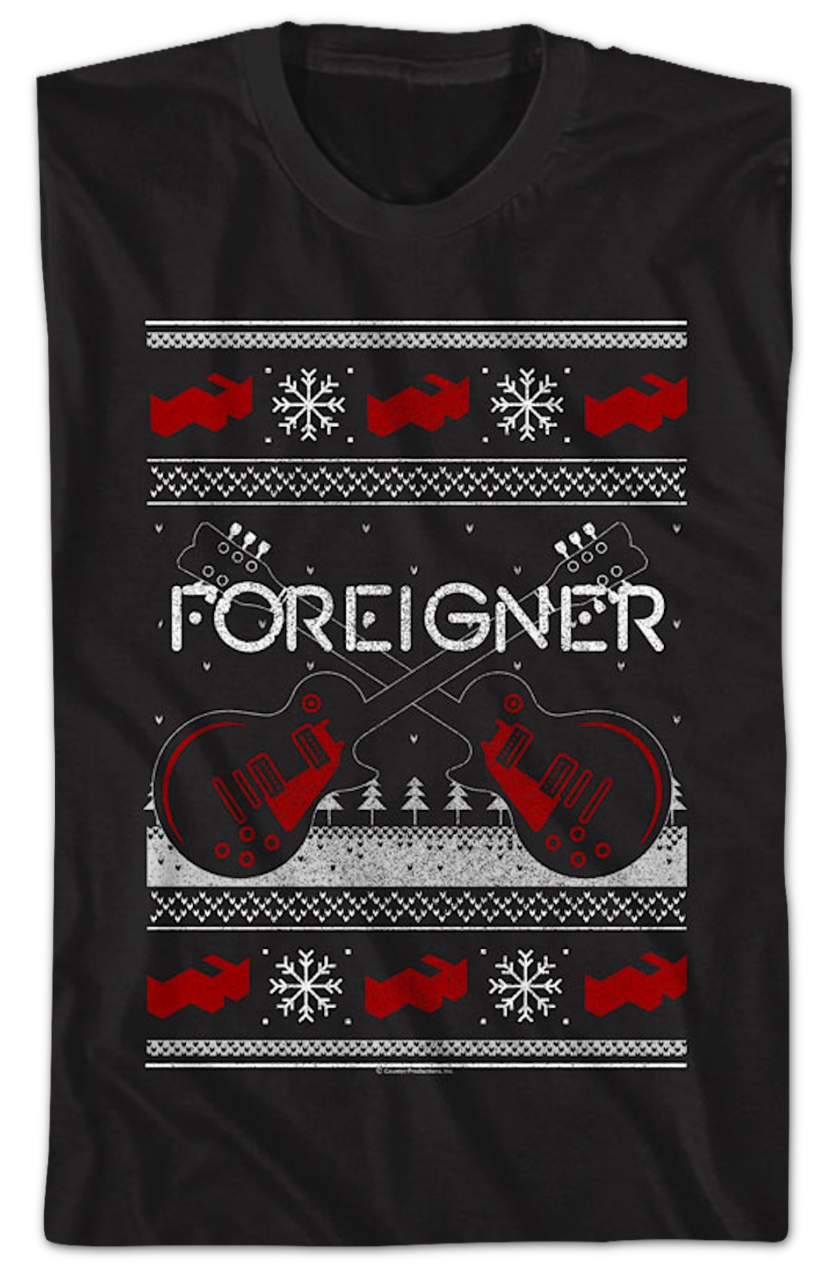 Guitars Faux Ugly Christmas Sweater Foreigner T-Shirt