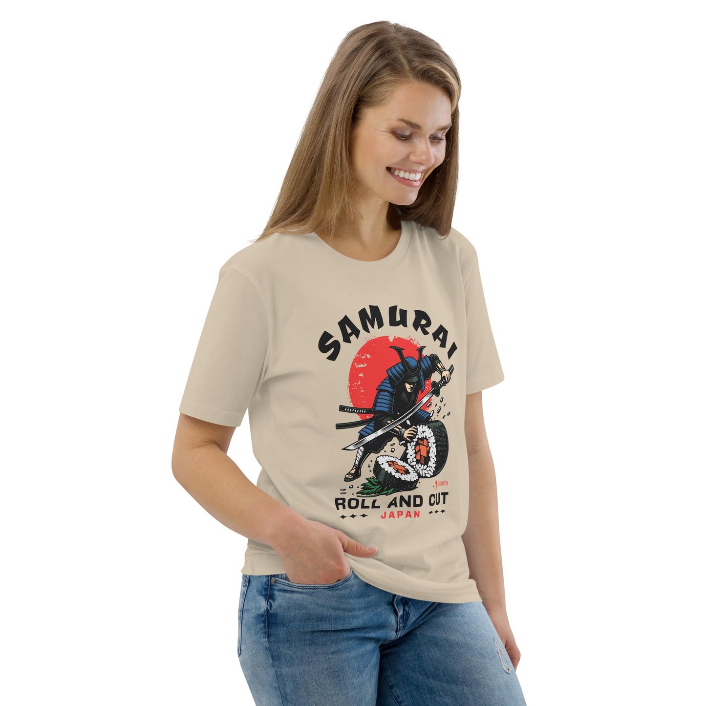 100% Cotton Samurai Roll & Cut T-Shirt - Funny Sushi Katana Graphic Tee - Japanese Food Lover Shirt - Unique Anime Streetwear, Meme Tshirt