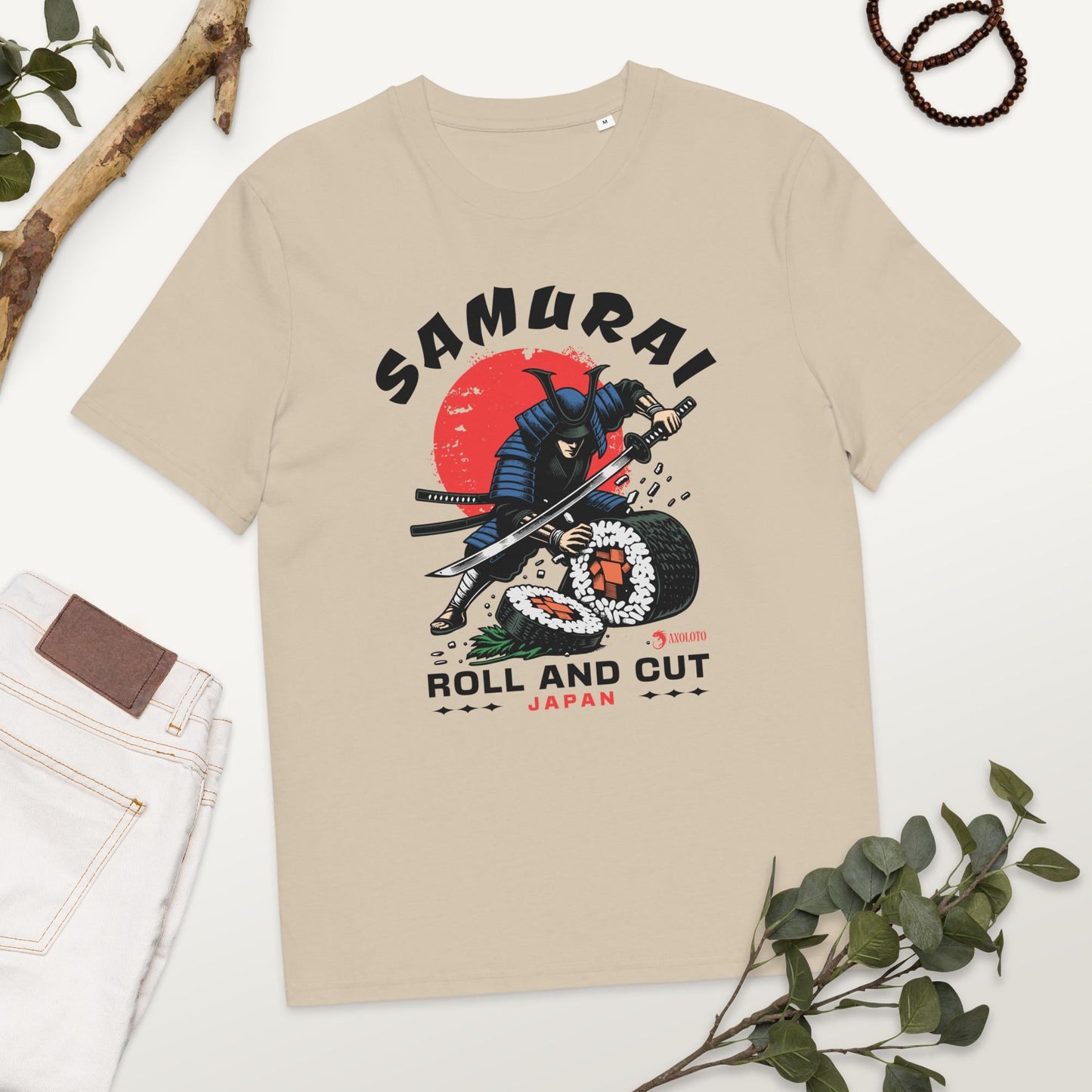 100% Cotton Samurai Roll & Cut T-Shirt - Funny Sushi Katana Graphic Tee - Japanese Food Lover Shirt - Unique Anime Streetwear, Meme Tshirt
