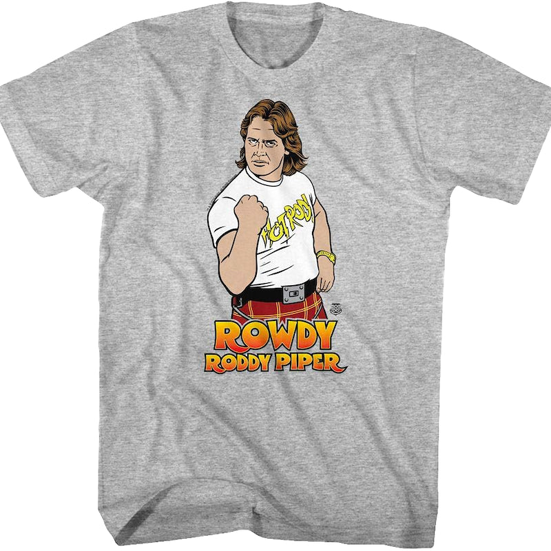 Gray Illustrated Rowdy Roddy Piper T-Shirt
