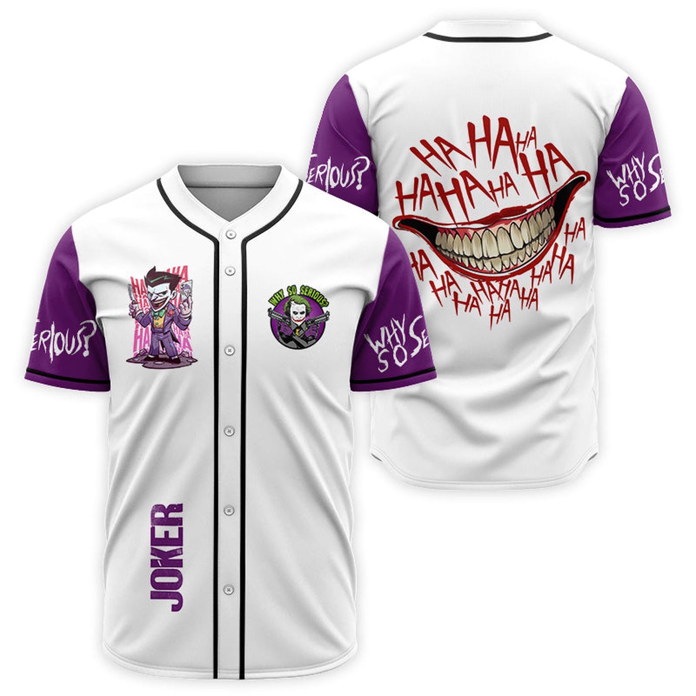 Joker Why So Serious White Purple Baseball Jersey - Gift for Men Women - Gift for Men Women - lylyprint.com