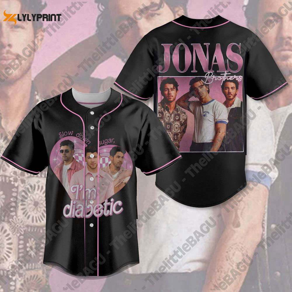 Jonas Brothers Baseball Jersey, Slow Down Sugar I'm Diabetic Shirt, 5 Albums 1 Night Tour, Pop Rock Band Jersey - lylyprint.com