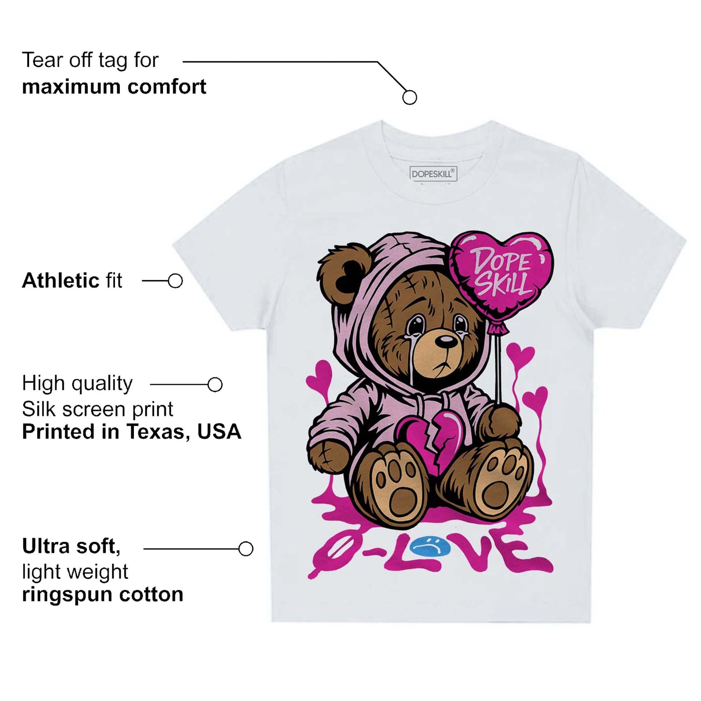 Triple Pink Dunk DopeSkill Toddler Kids T-shirt Broken Bear Graphic