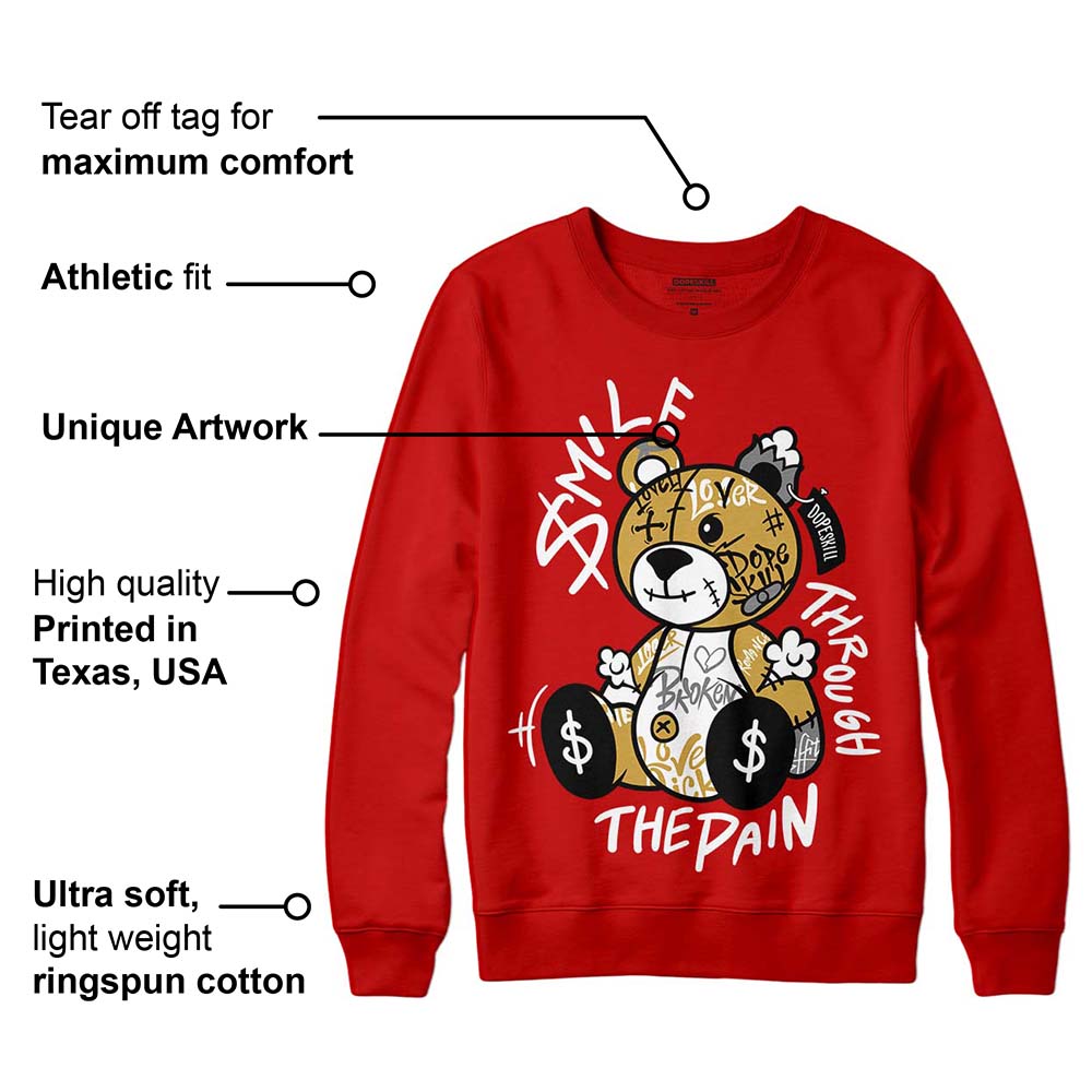 Red Collection DopeSkill Red Sweatshirt Smile Through The Pain Graphic