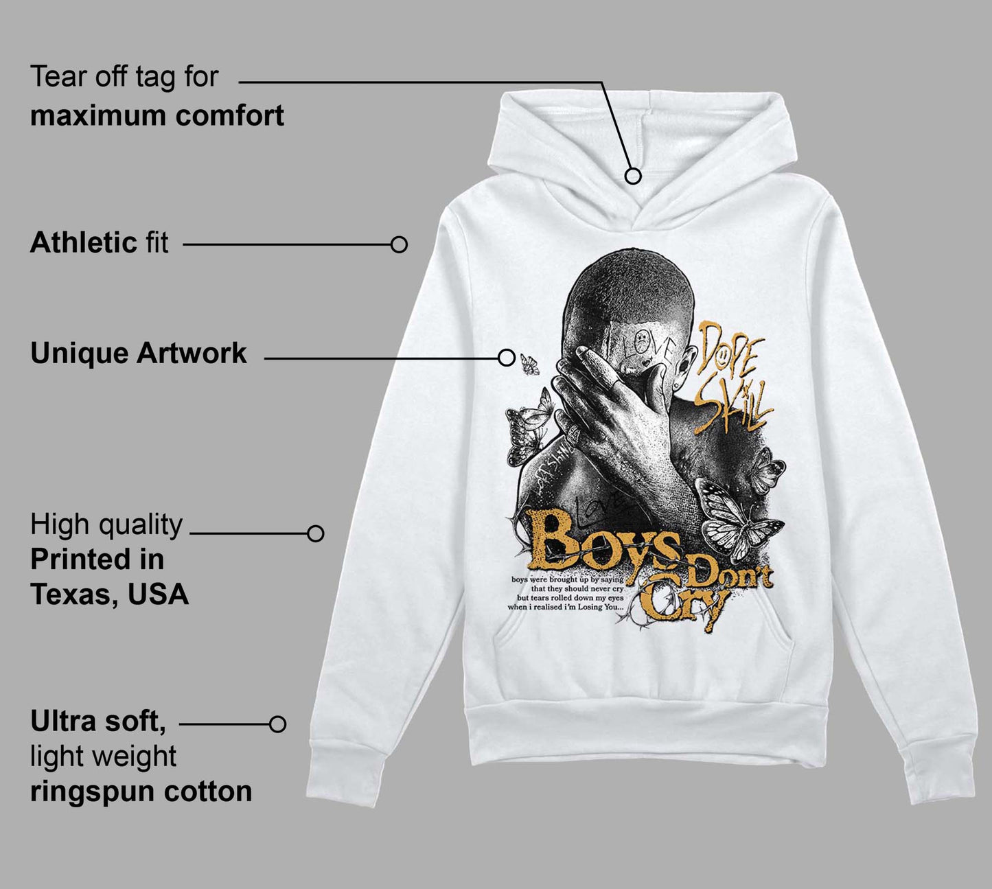 Gratitude 11s DopeSkill Hoodie Sweatshirt Boys Don't Cry Graphic