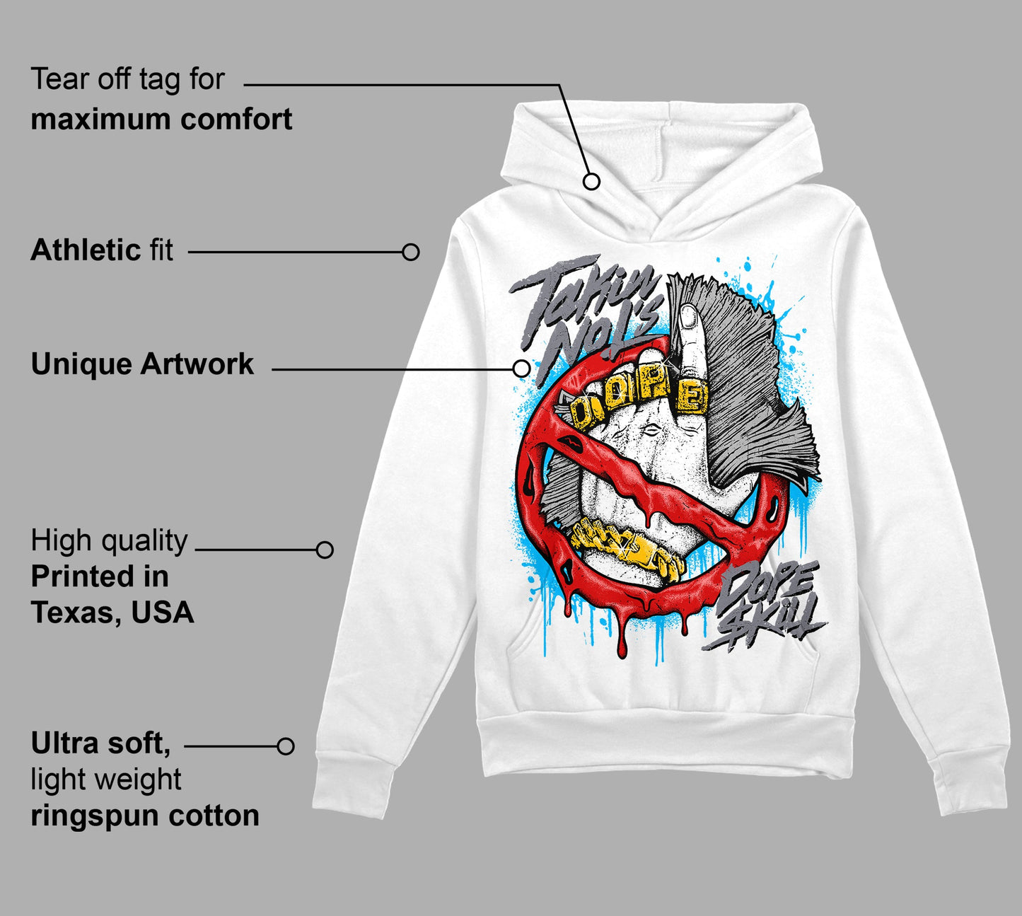 Gym Red 9s DopeSkill Hoodie Sweatshirt Takin No L's Graphic
