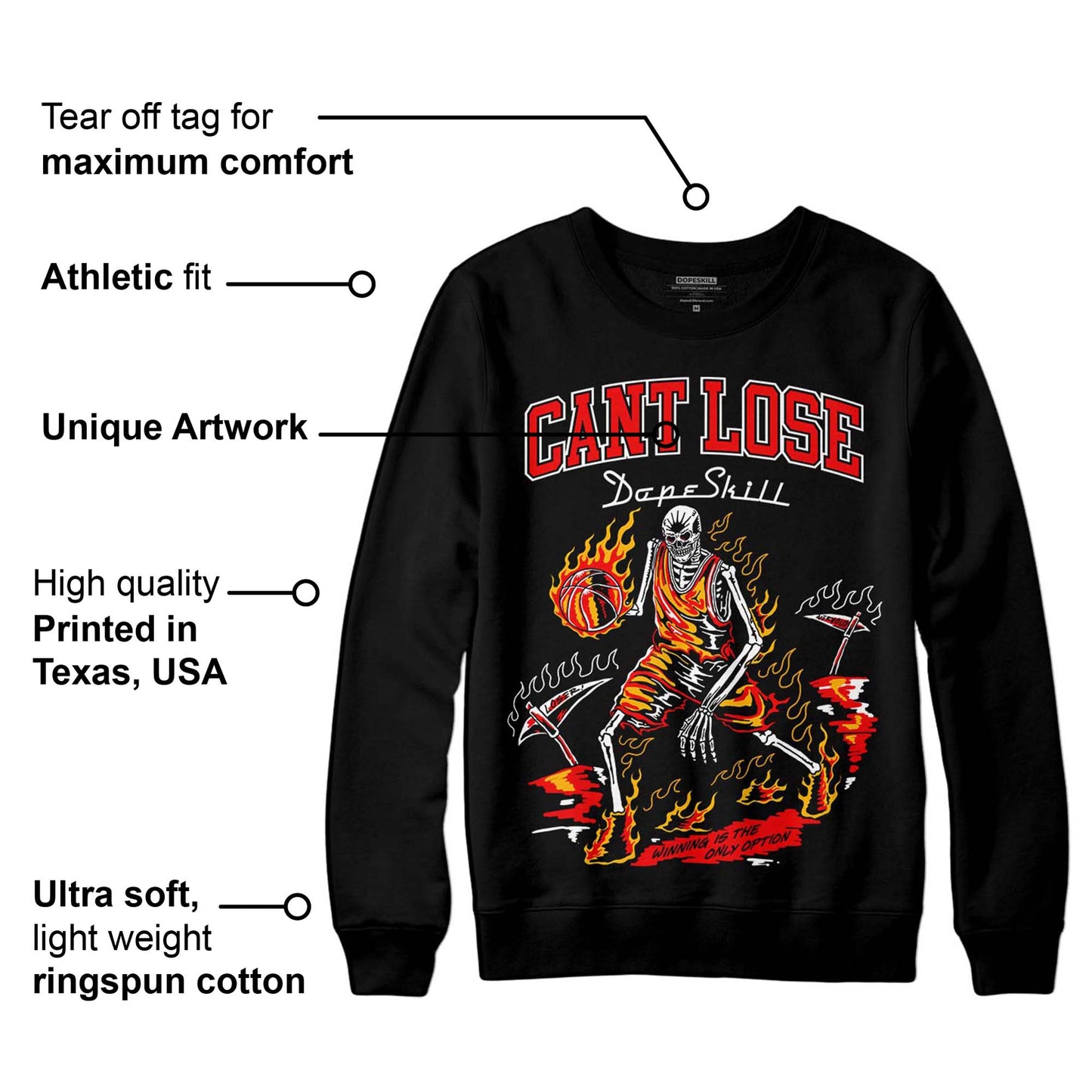 Red Collection DopeSkill Sweatshirt Cant Lose Graphic