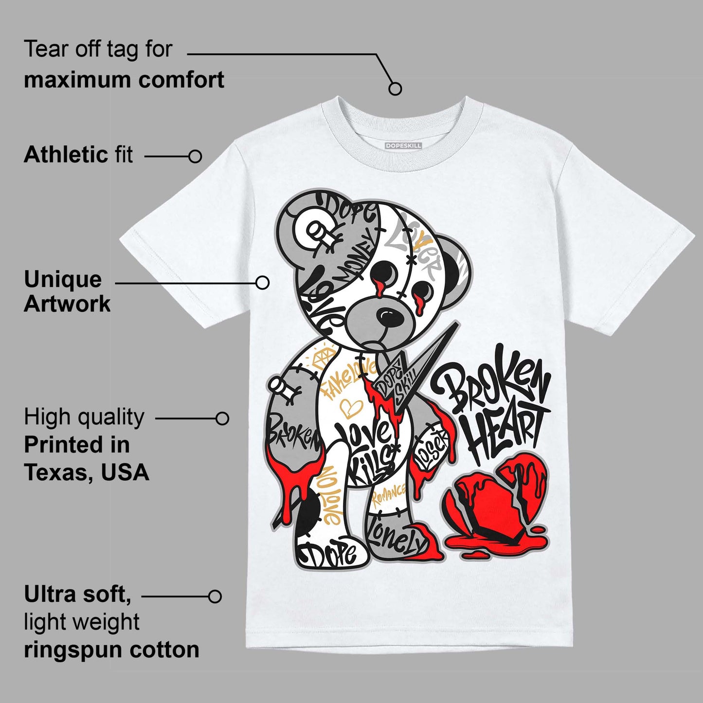 Gratitude 11s DopeSkill T-Shirt Broken Heart Graphic