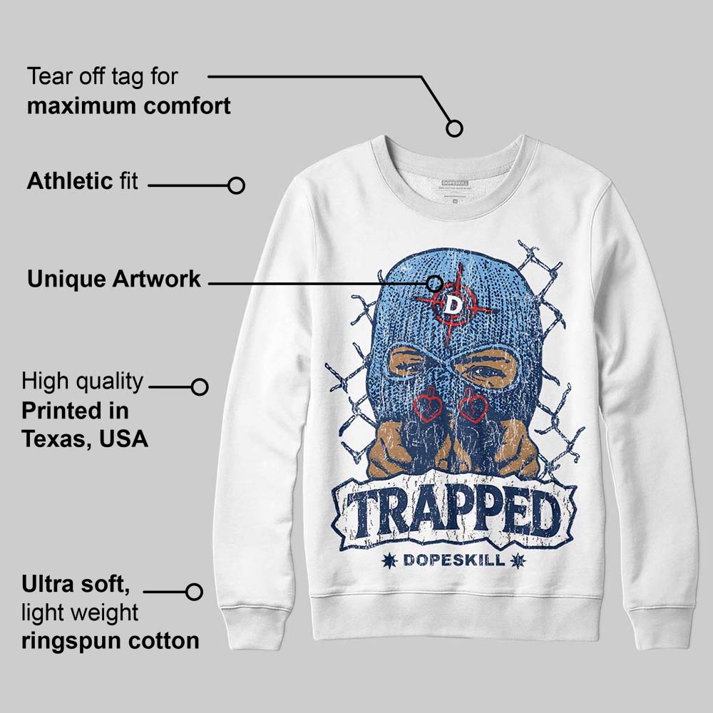 Summit White Navy 4s DopeSkill Sweatshirt New Trapped Graphic