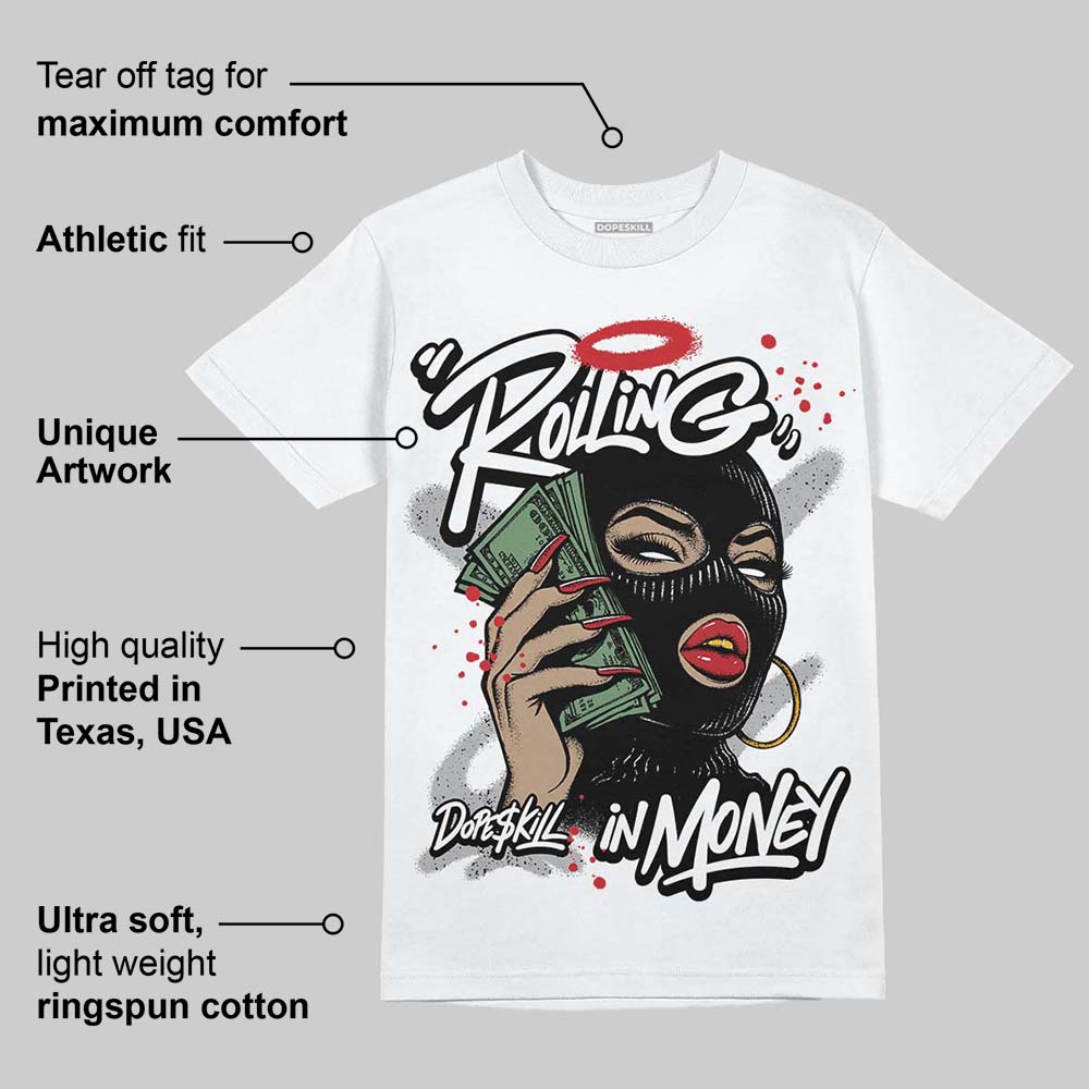 White Cement 4s DopeSkill T-Shirt Rolling in Money Graphic