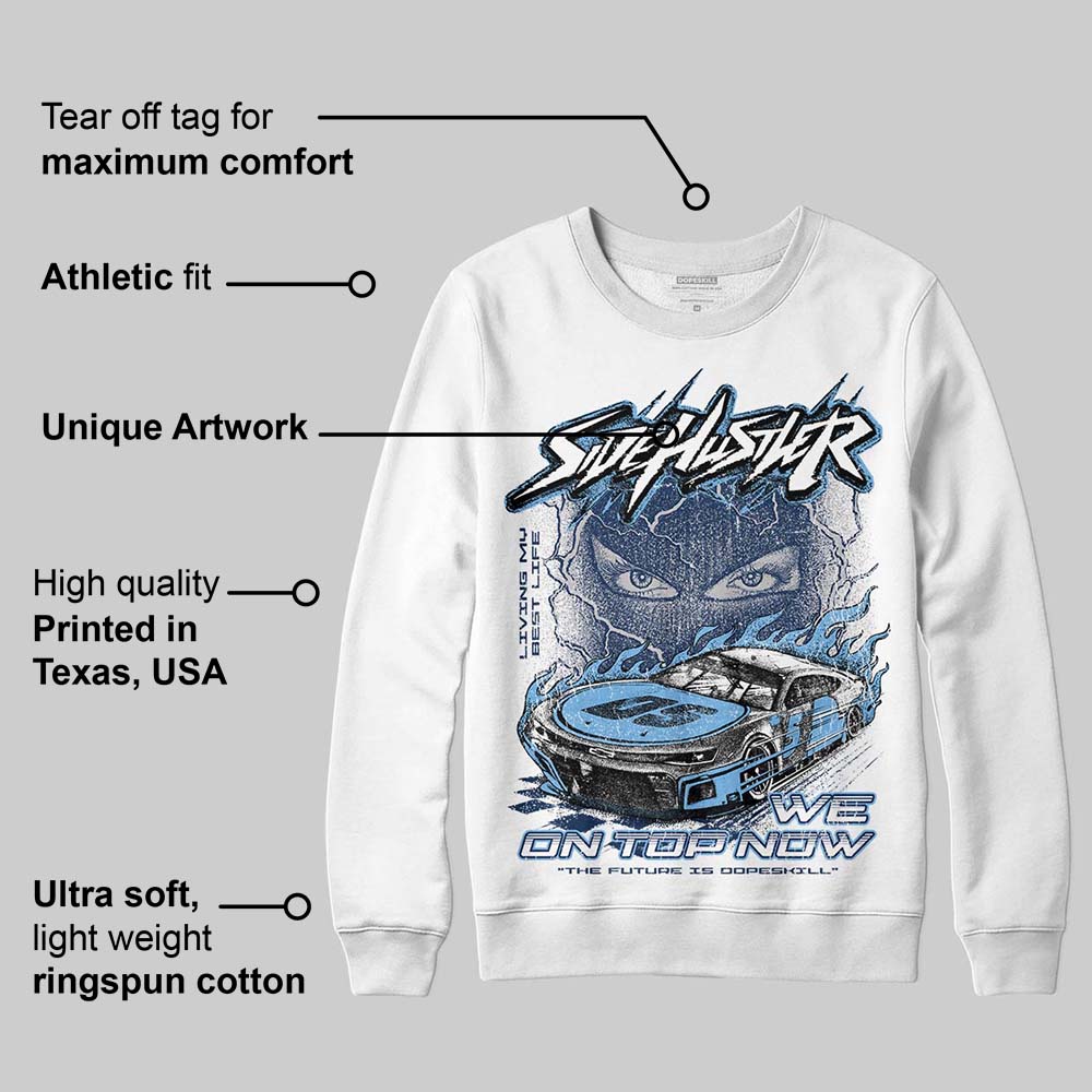 Summit White Navy 4s DopeSkill Sweatshirt New Side Hustler Graphic