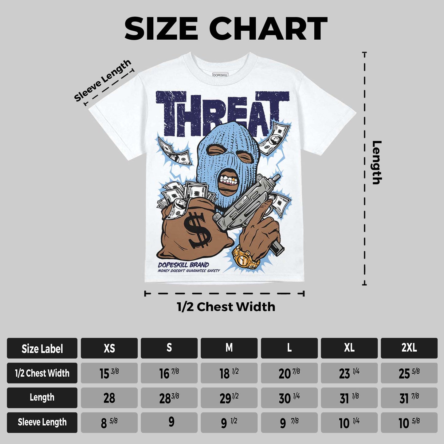 University Blue 6s DopeSkill Oversize Print T-Shirt Under Threat Graphic