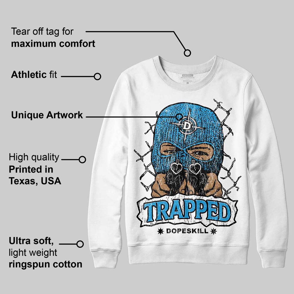 Military Blue 4s DopeSkill Sweatshirt New Trapped Graphic