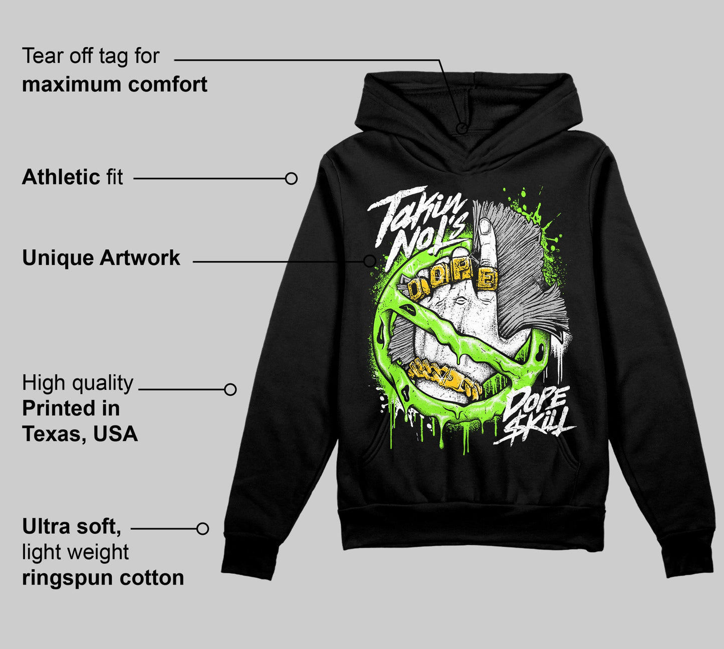 Neon Green Collection DopeSkill Hoodie Sweatshirt Takin No L's Graphic