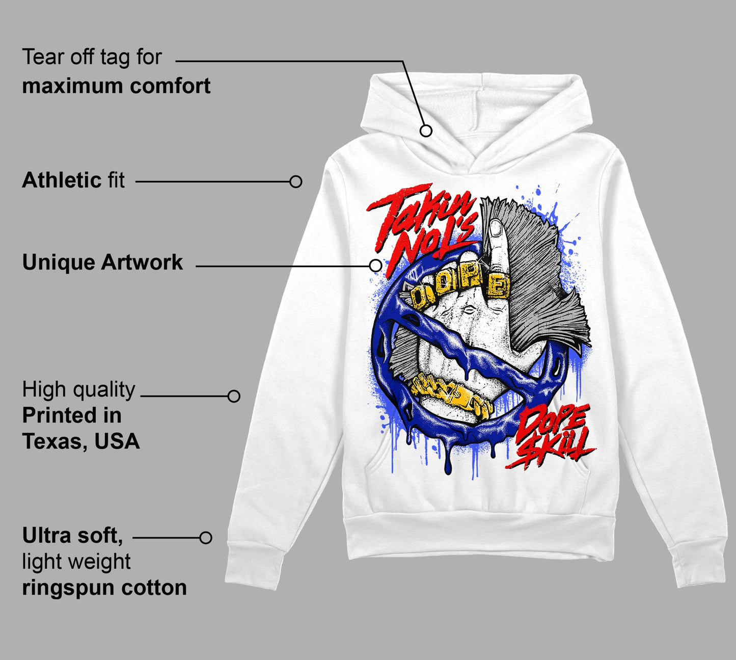 Racer Blue White Dunk Low DopeSkill Hoodie Sweatshirt Takin No L's Graphic