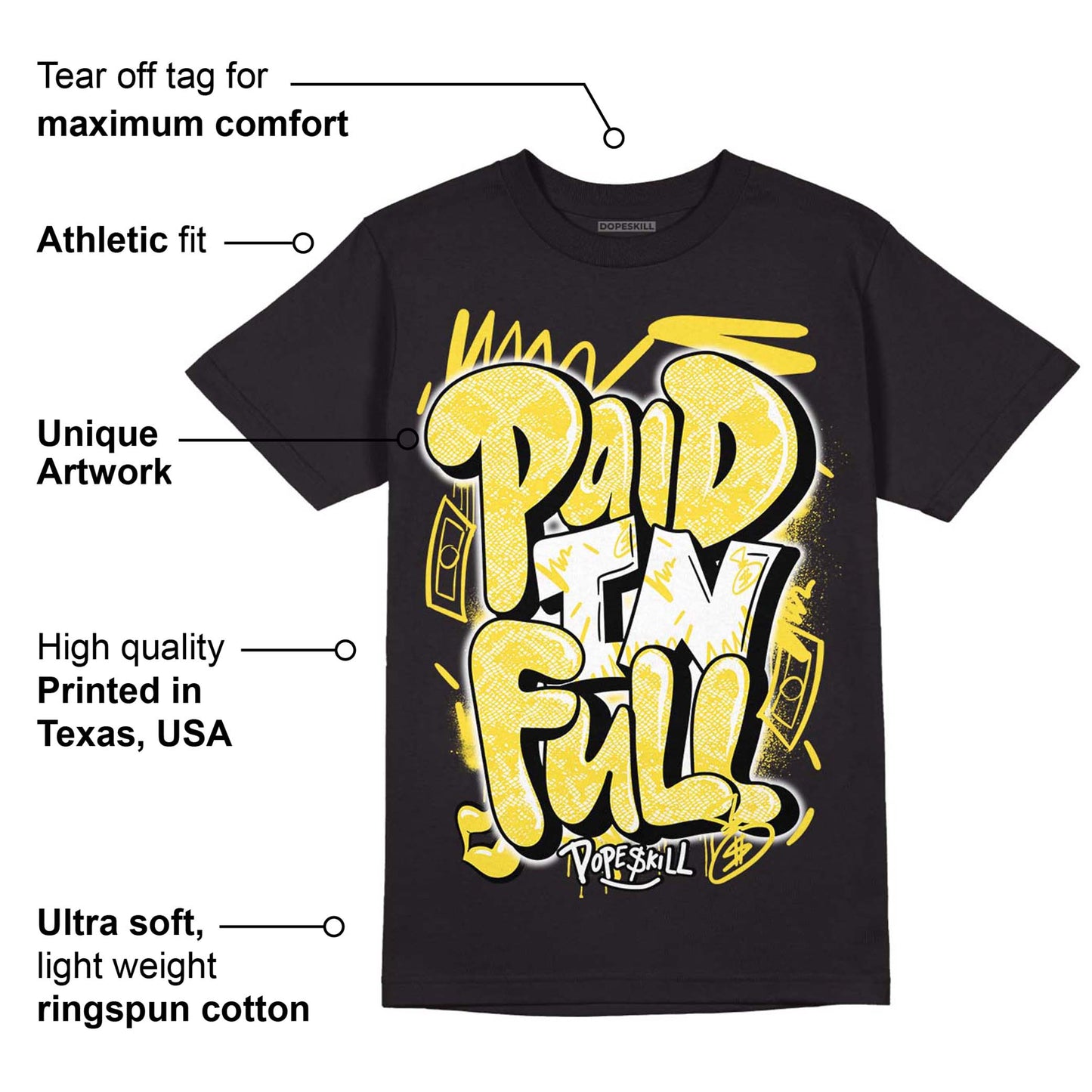 Yellow Snakeskin 11s DopeSkill T-Shirt New Paid In Full Graphic