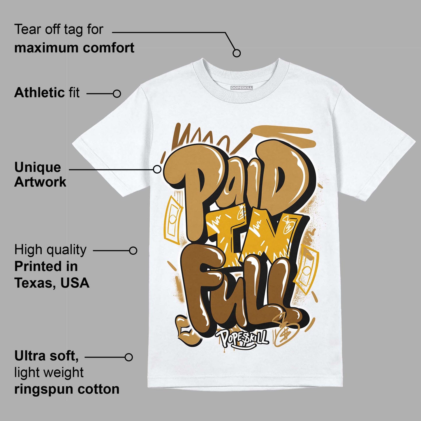 Wheat 13s DopeSkill T-Shirt New Paid In Full Graphic