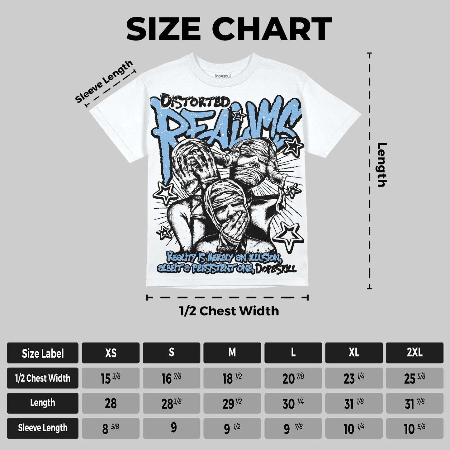 University Blue 6s DopeSkill Oversize Print T-Shirt Distorted Realms Graphic