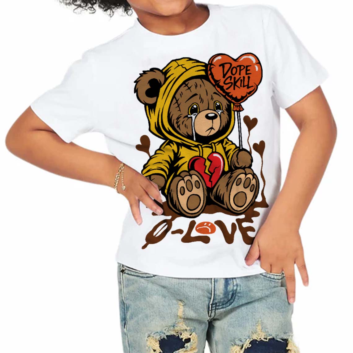 Yellow Collection DopeSkill Toddler Kids T-shirt Broken Bear Graphic
