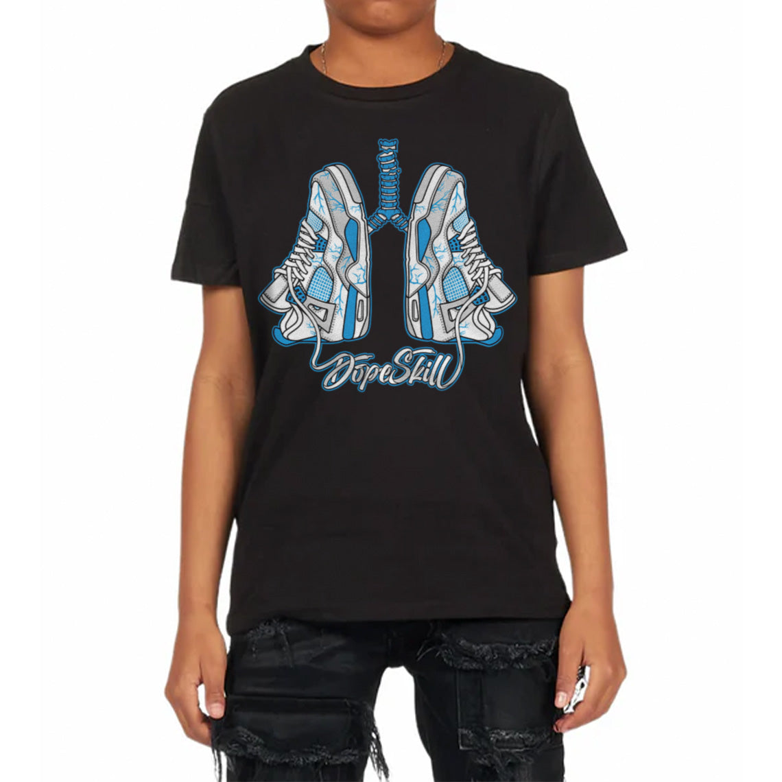 Military Blue 4s DopeSkill Toddler Kids T-shirt Breathe Graphic