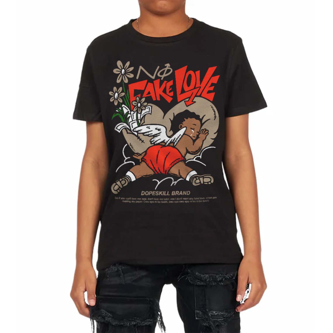 Latte 1s DopeSkill Toddler Kids T-shirt No Fake Love Graphic