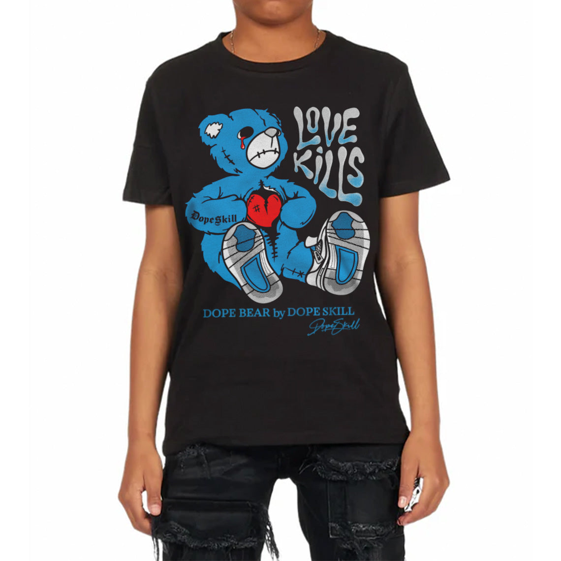 Military Blue 4s DopeSkill Toddler Kids T-shirt Love Kills Graphic