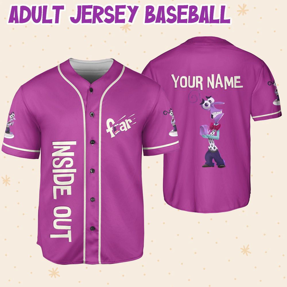 Personalized Disney Inside Out Fear Typographic Emotions Baseball Jersey - lylyprint.com