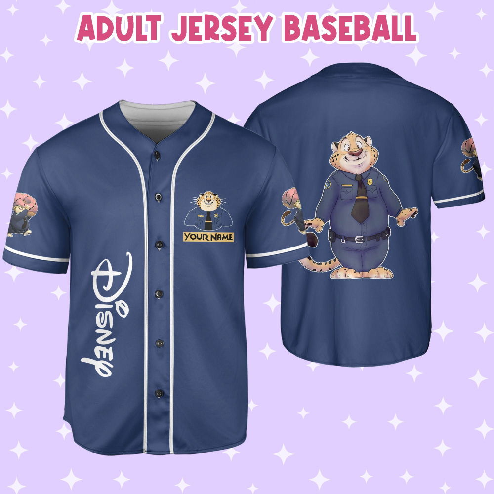Personalized Disney Zootopia Benjamin Clawhauser Baseball Jersey - lylyprint.com