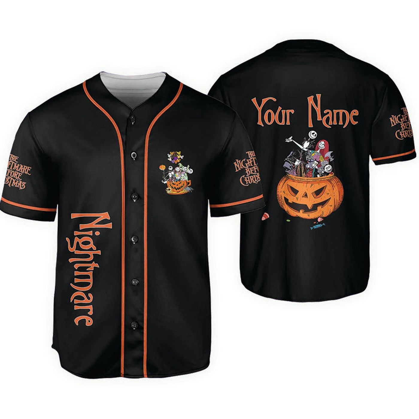 Personalized Nightmare Before Christmas Pumpkin Baseball Jersey - Gift for Men Women - Gift for Men Women - lylyprint.com