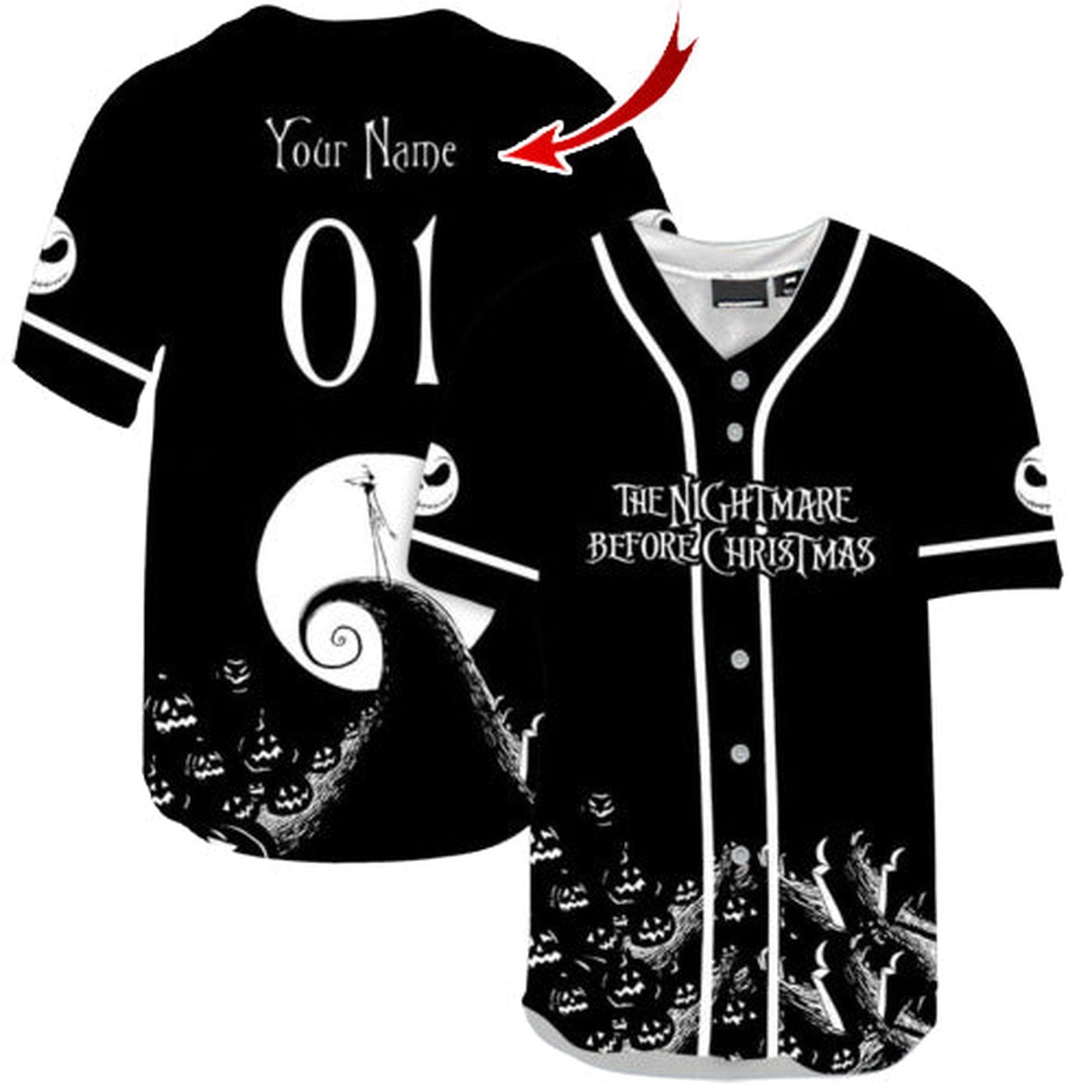 Personalized The Nightmare Before Christmas Baseball Jersey - Gift for Men Women - Gift for Men Women - lylyprint.com