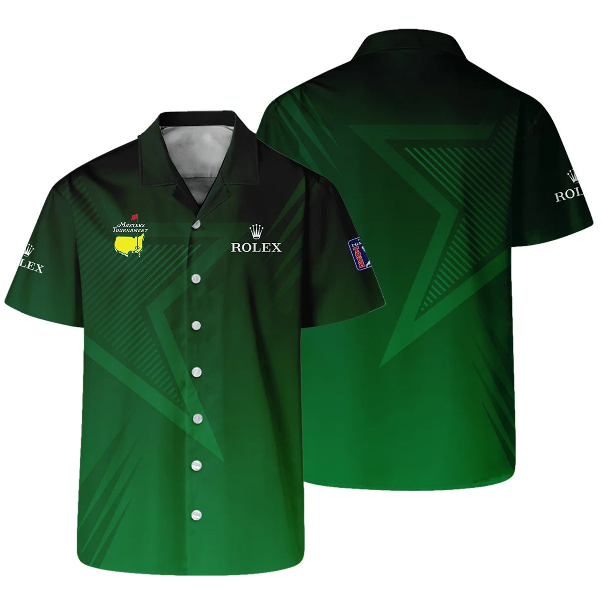 Rolex Masters Tournament Dark Green Star Pattern Hawaiian Shirt Style Classic Oversized Hawaiian Shirt
