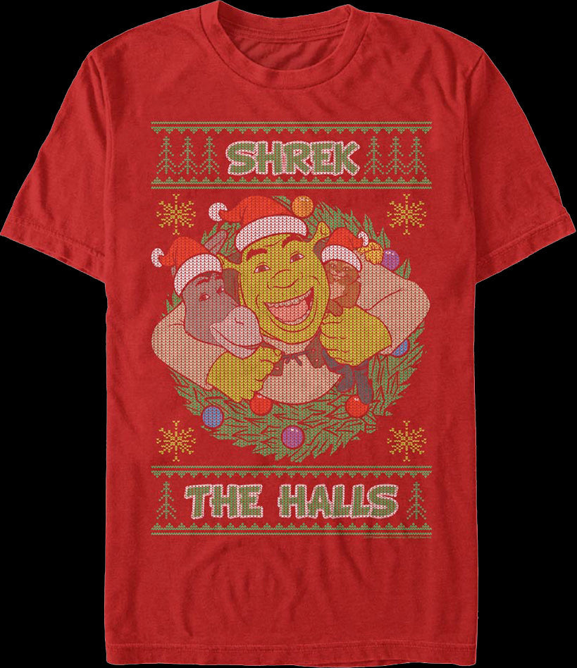 Shrek The Halls Faux Ugly Christmas Sweater Shrek T-Shirt