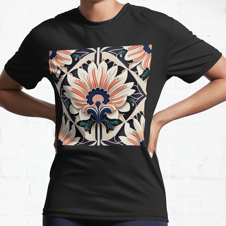 1970s Flower Pattern | 1950s Flowers | Nature Pattern | White Flowers | 1960s flower pattern | high resolution Active T-Shirt