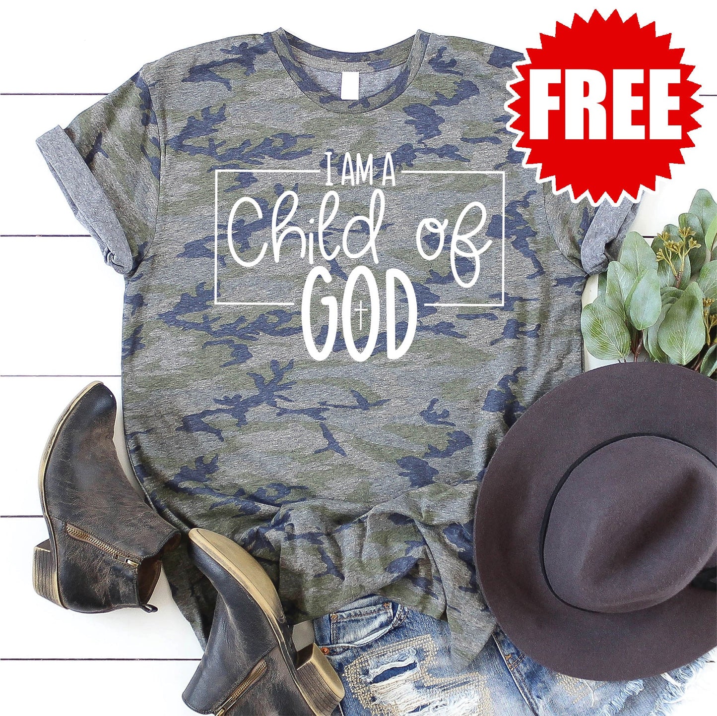Child Of God Tee - Vintage Camo - 0