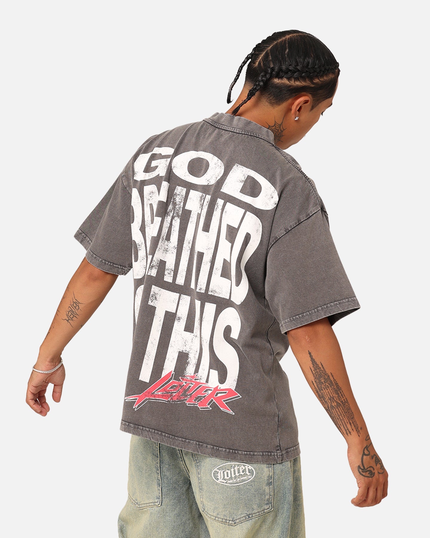 Loiter Dove Vintage T-Shirt Charcoal Grey