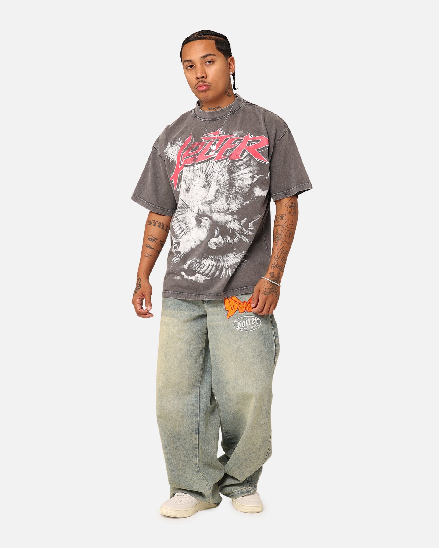 Loiter Dove Vintage T-Shirt Charcoal Grey