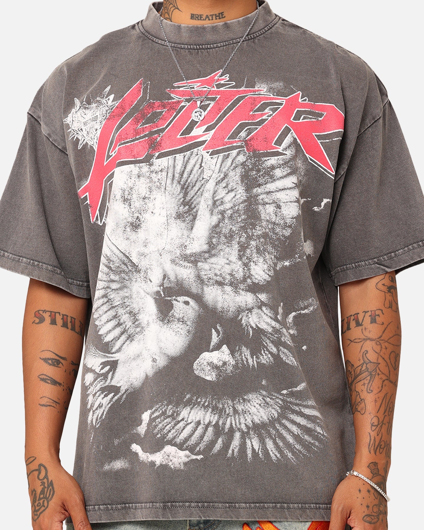 Loiter Dove Vintage T-Shirt Charcoal Grey